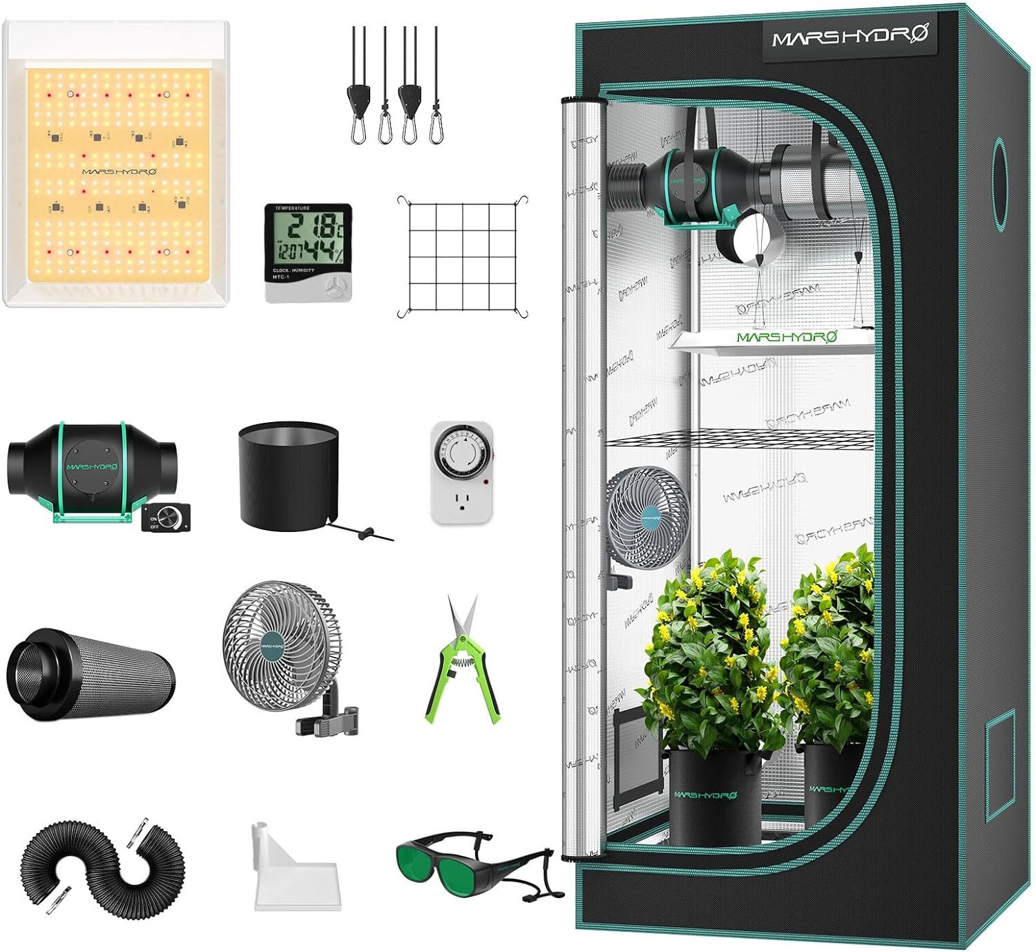 MARS HYDRO TS 1000 2000 3000 FCE LED Grow Light Tent Complete Kits+Carbon Filter
