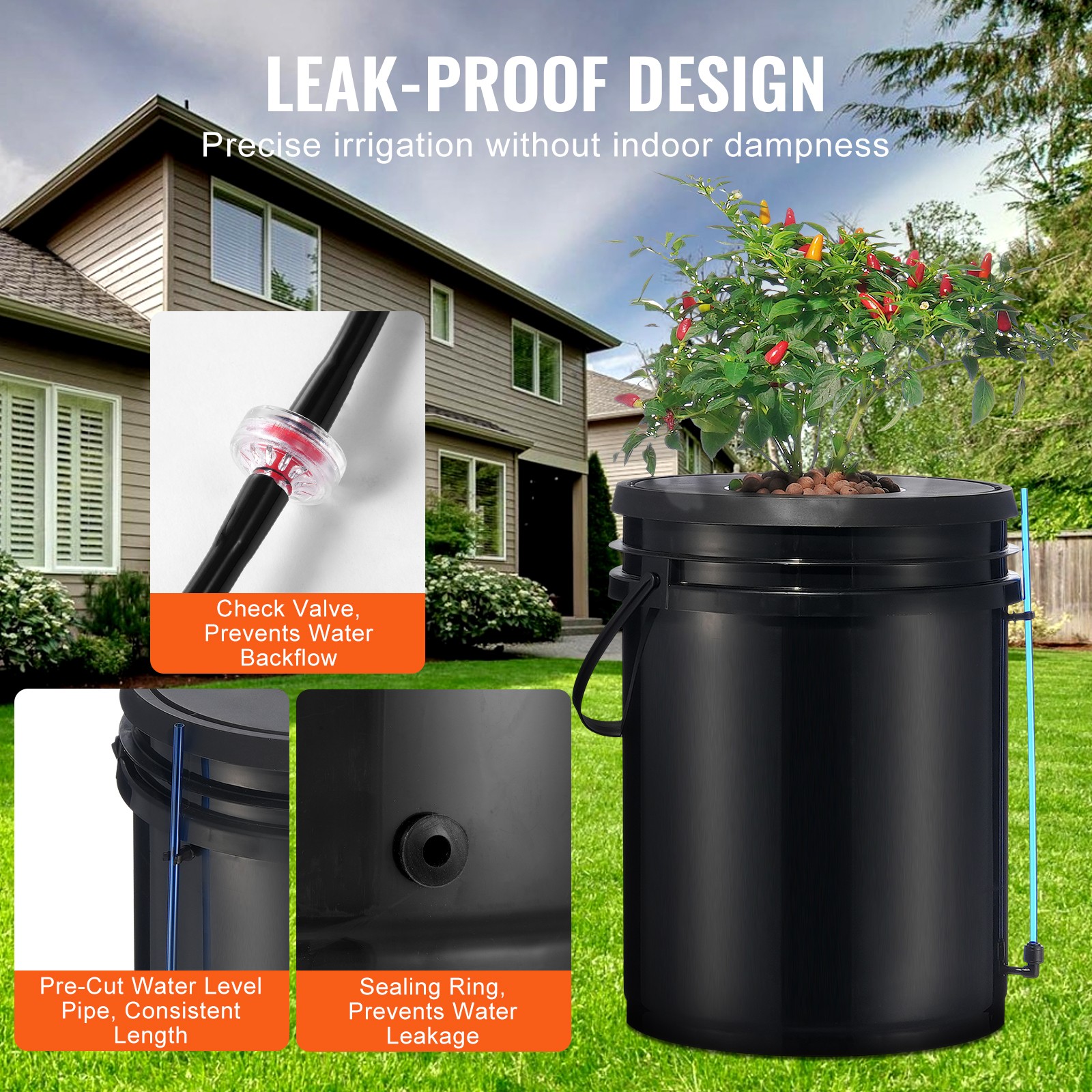 VEVOR Hydroponics Deep Water Culture DWC Hydroponic System 5 Gallon 8 Buckets