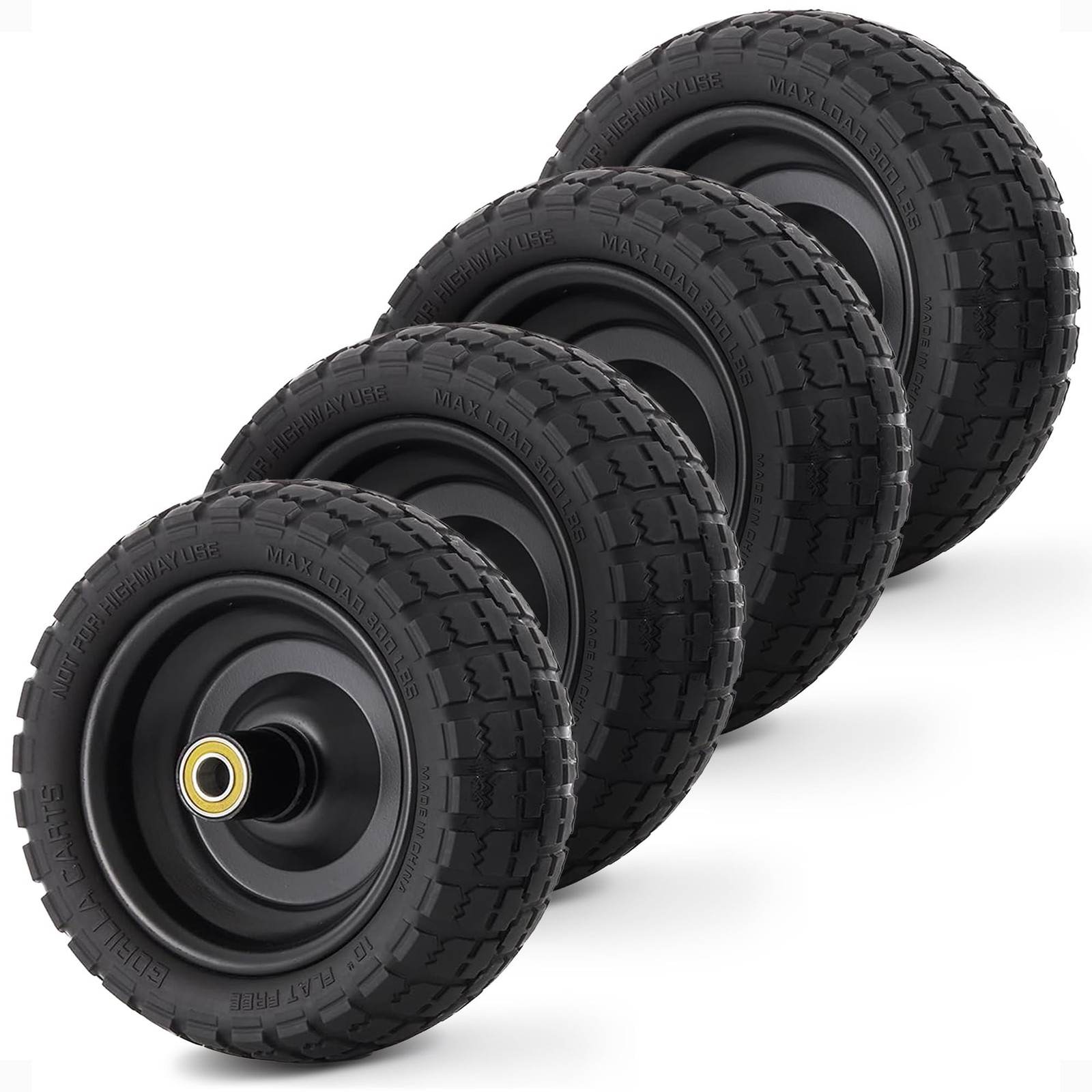 Gorilla Carts 2-Pack 10 Inch No-Flat Replacement Tires, 300 lb Capacity Each …
