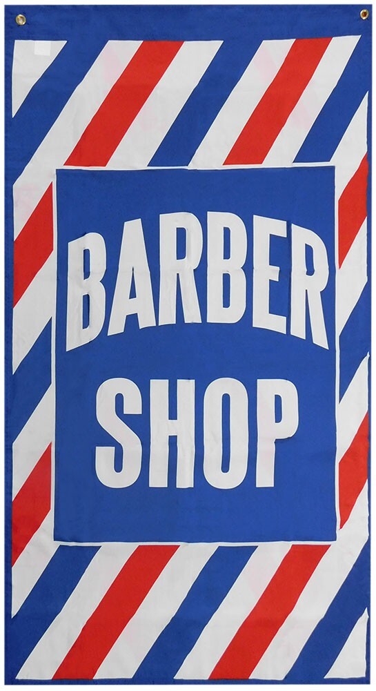 Barber Shop RWB Vertical 3×5 100D Woven Poly Nylon Flag Banner Sleeve & Grommets