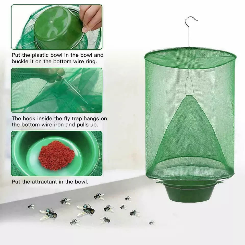 10 Pack Fly Trap Insect Killer Net Cage Trap Ranch Pest Hanging Catcher