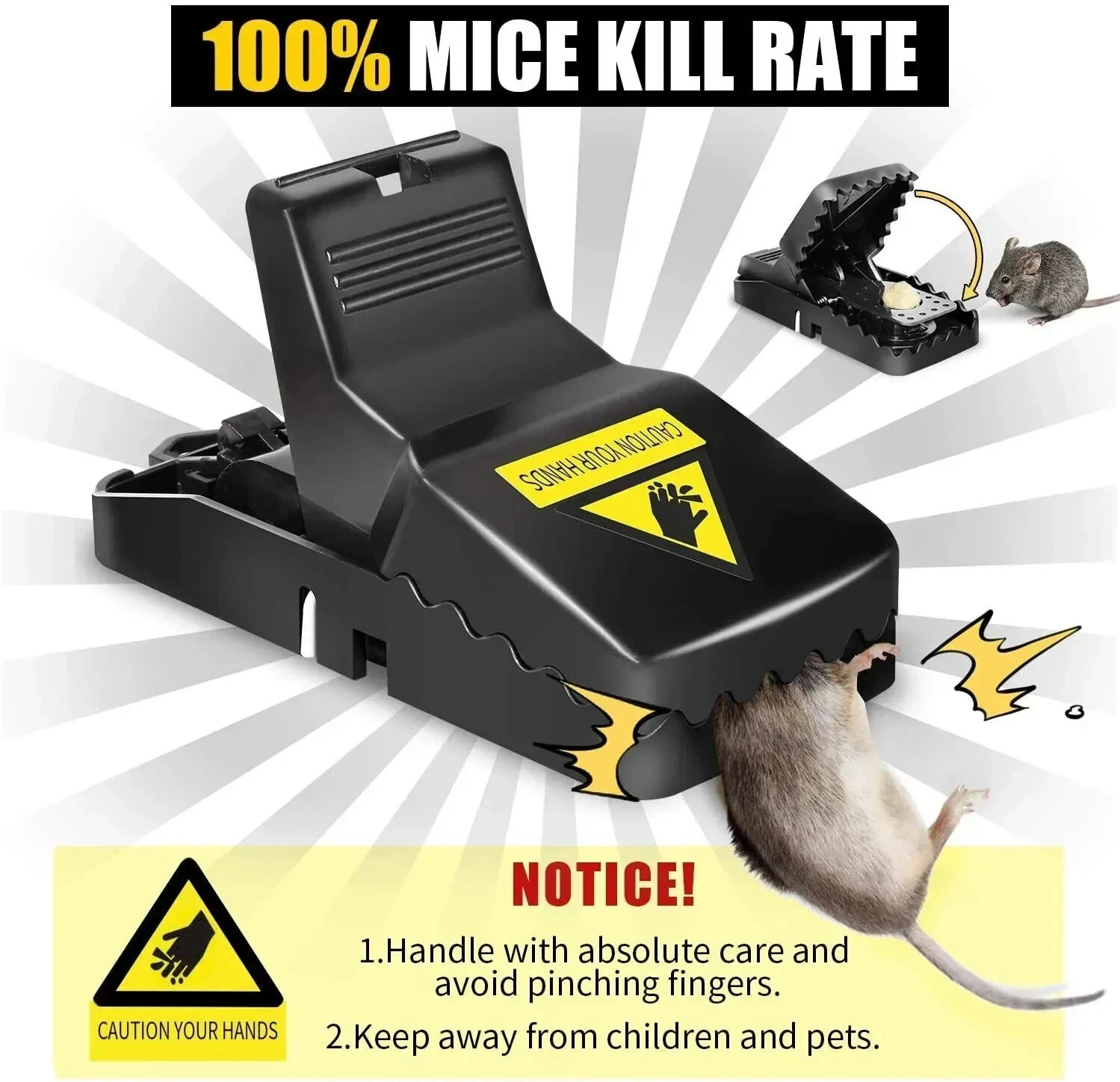 6 Pack Mouse Traps Rat Mice Killer Snap Trap Power Rodent Heavy Duty Pest Trap