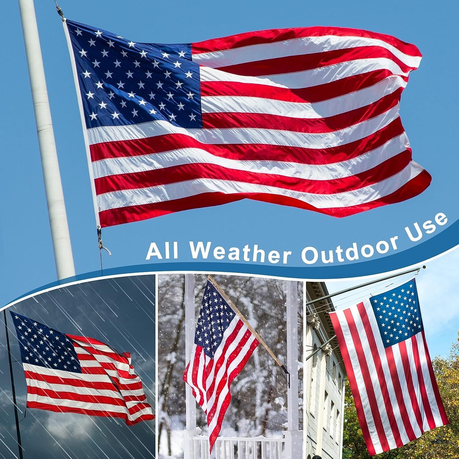 TBC 2×3 3×5 4×6 5×8 6×10 Ft American Flag Embroidered USA Nylon Better Quality