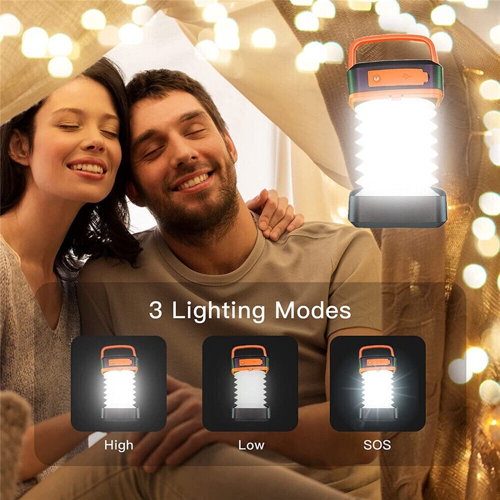 Solar Lantern Camping Tent Lights USB Recharge Power Outage foldable LED Lantern