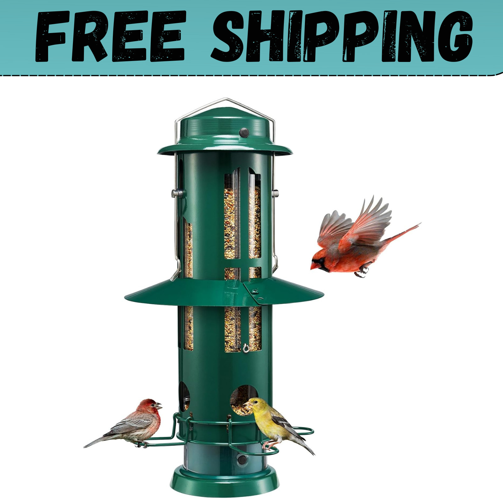 Squirrel Proof Bird Feeders with Weight-Activated Perches, Metal Wild Bird Feede