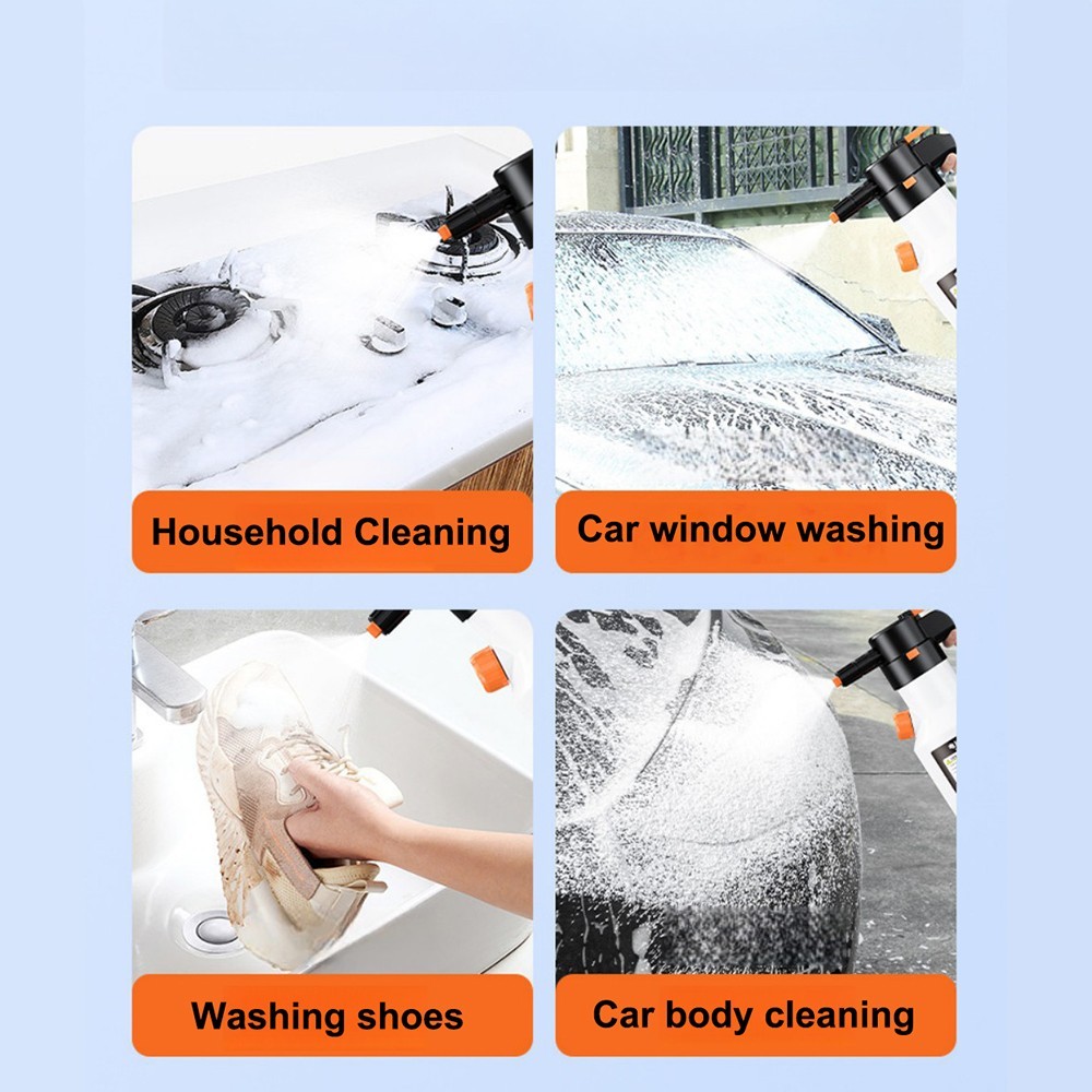 Electric Foam Sprayers 2L Pressurized Rechargeable Home Garden Car Wash Cleaning