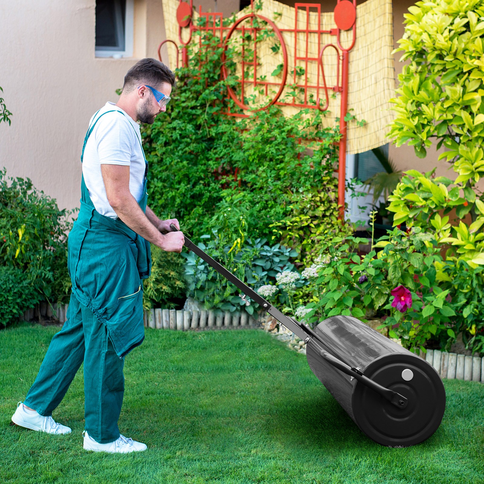 Lawn Roller Push/Tow Behind a Tractor Sod Drum Roller for Garden Yard Park Farm
