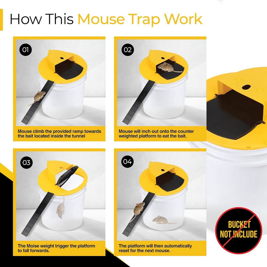 5 Gallon “Flip & Slide” Bucket Trap – Humane Mouse, Rat, Rodent Live Multi-Catch