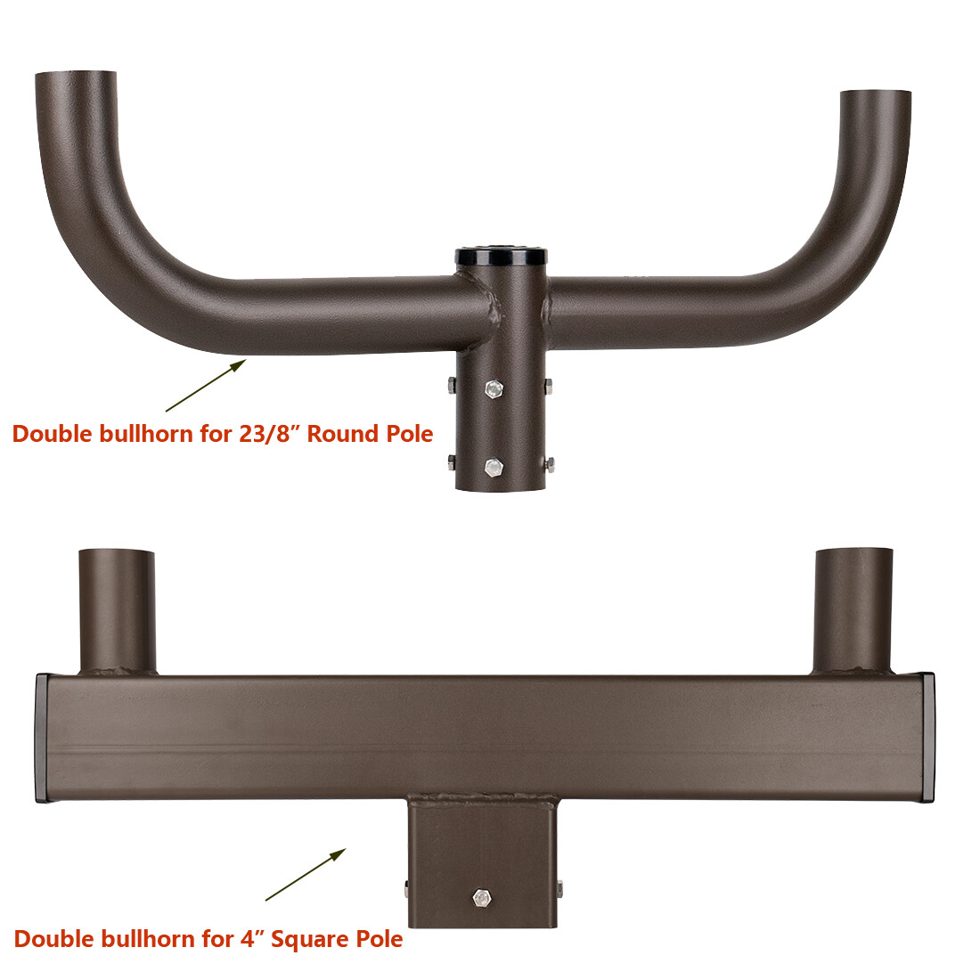 Slip Fitter Tenon Adapter 180 Degree Round/Square Double Bullhorn Bracket
