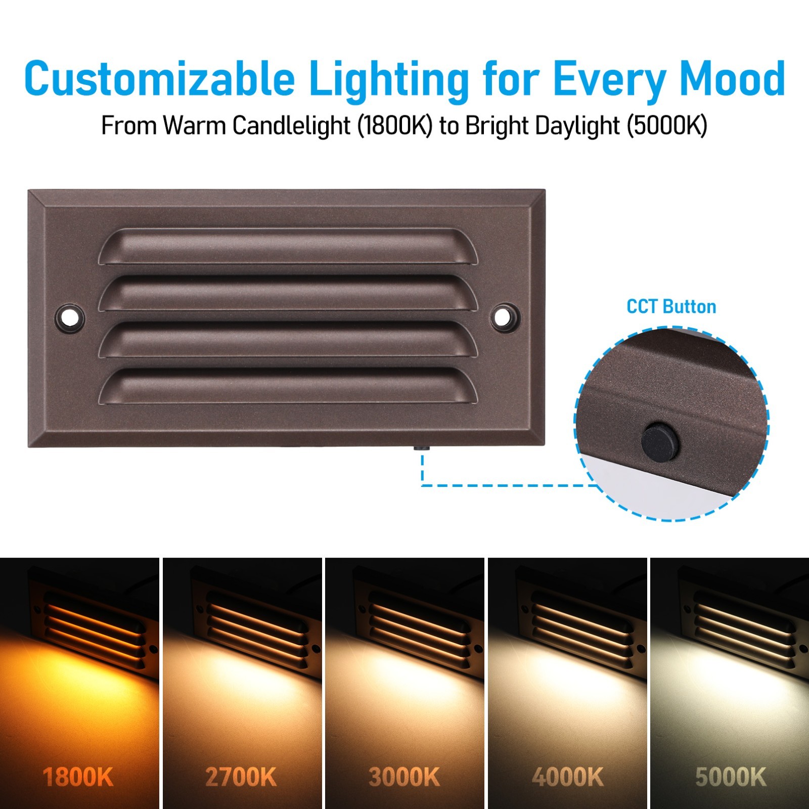 12-Pack Low Voltage Louvered LED Step Light, 3000K Warm White, Oil Rubbed Bronze