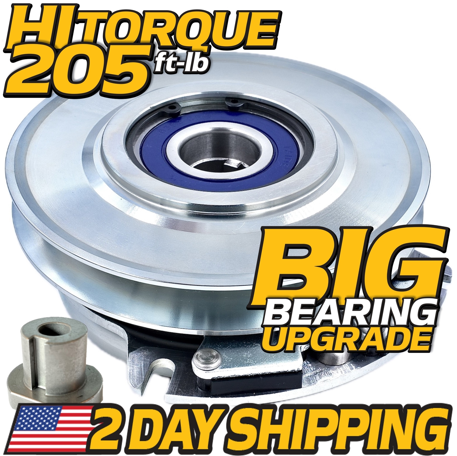 HiTorque 205ftlb BIGBearing PTO Clutch for eXmark Toro 109-9276 1.0″ Crankshaft