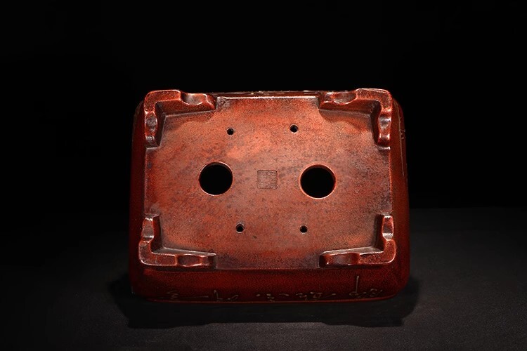 7.87in Chinese Antiqued Painting Refine Handmade Rectangular Bonsai Plant Pot