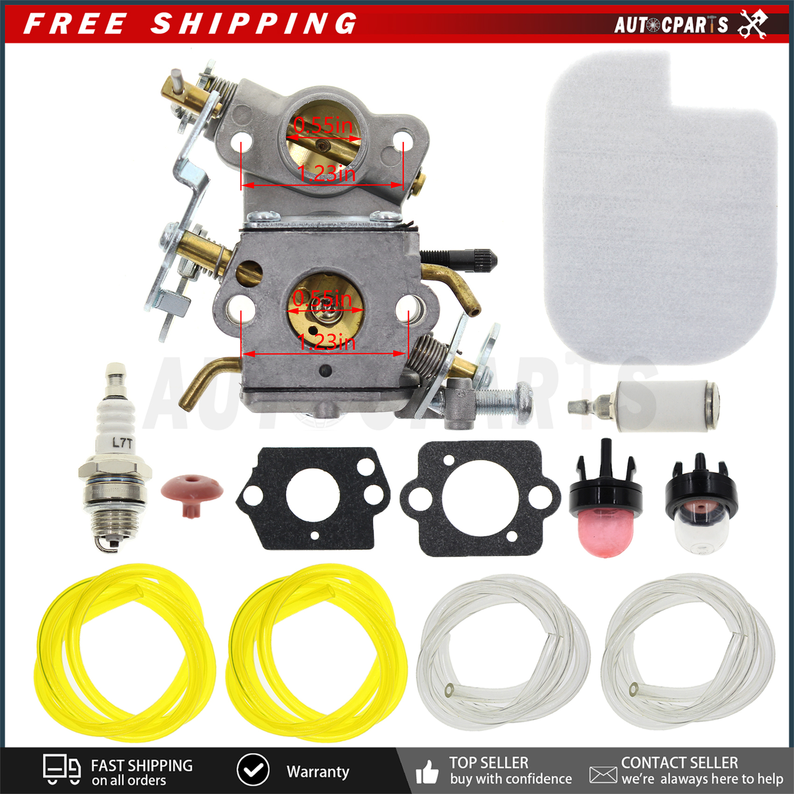 Carburetor Kit For Poulan P4018WM P4018WT P4018WTL 18″ Gas Chainsaw