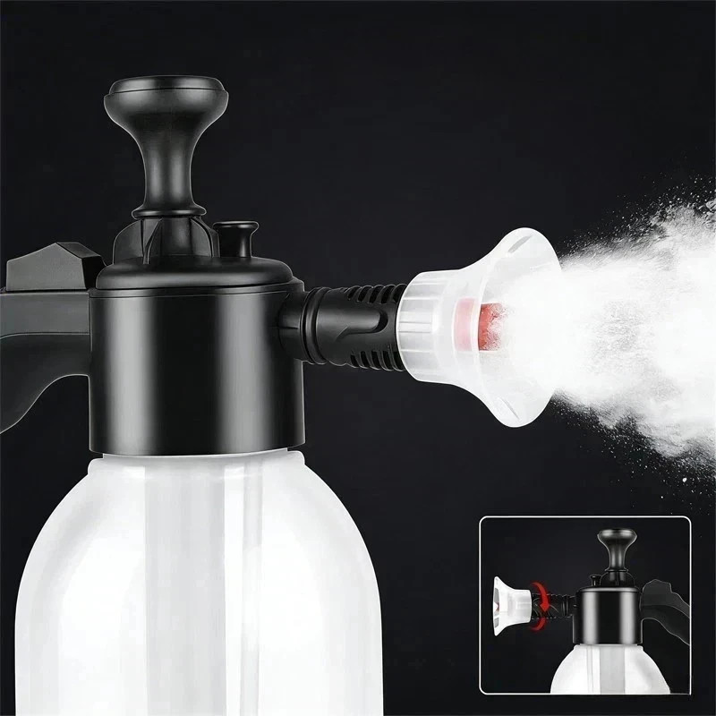 2L Hand Pump Foam Sprayer Snow Foam Cannon Car Wash Bottle 2 Nozzles