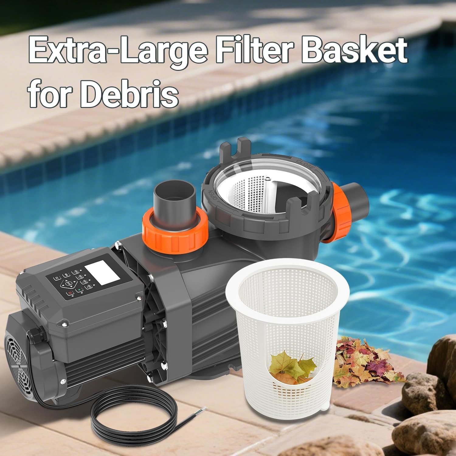 Variable Speed Pool Pump 1.8HP In/Above Ground w/ Motor Strainer Filter Basket