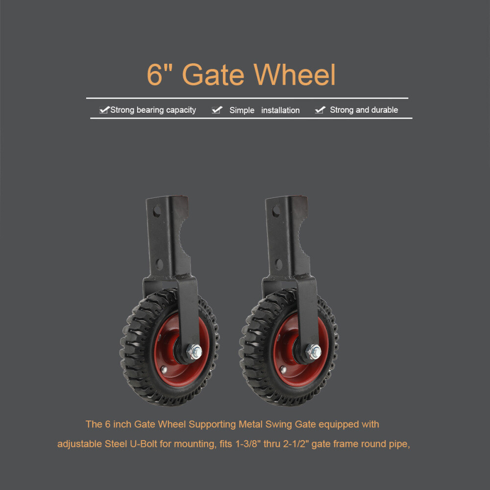 Gate Wheels Heavy Duty Spring-Loaded Gate Caster 6″ For Wooden & Metal Tube Gate