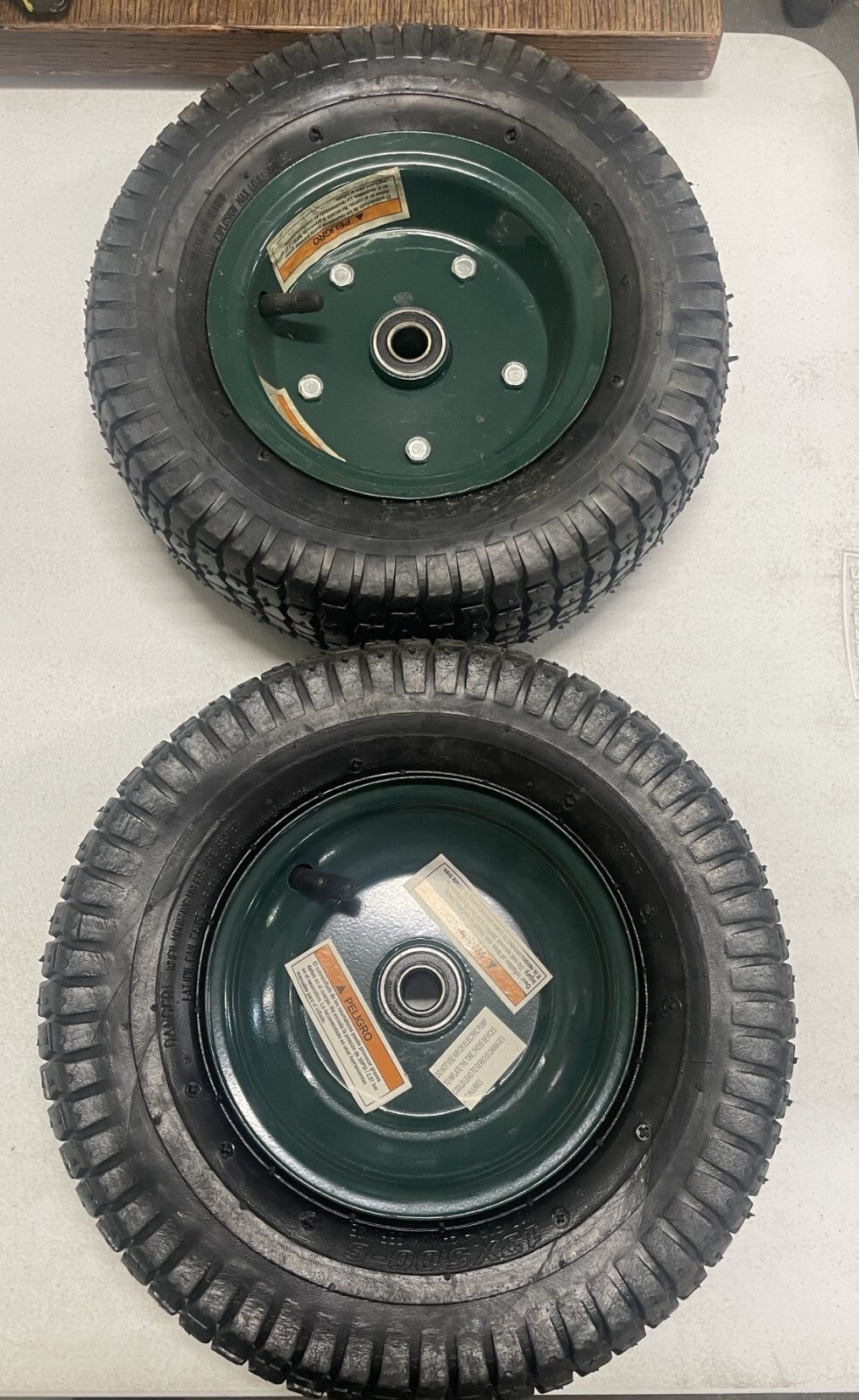 13 in. Pneumatic Tire with Green Hub (Pair)