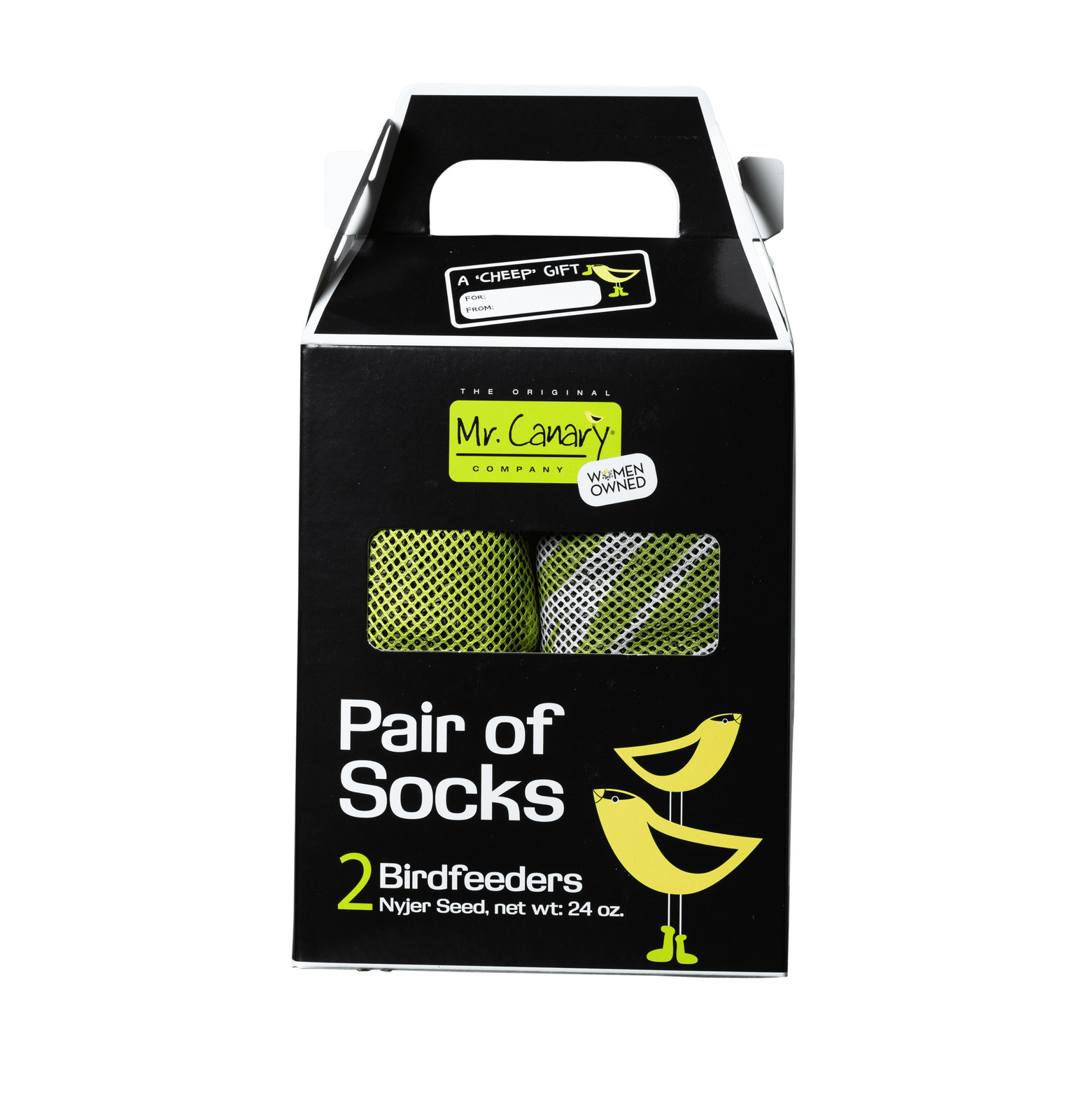 Green/White Seed-Filled Finch Sock Feeders, ‘Pair of Socks’ 2Ct