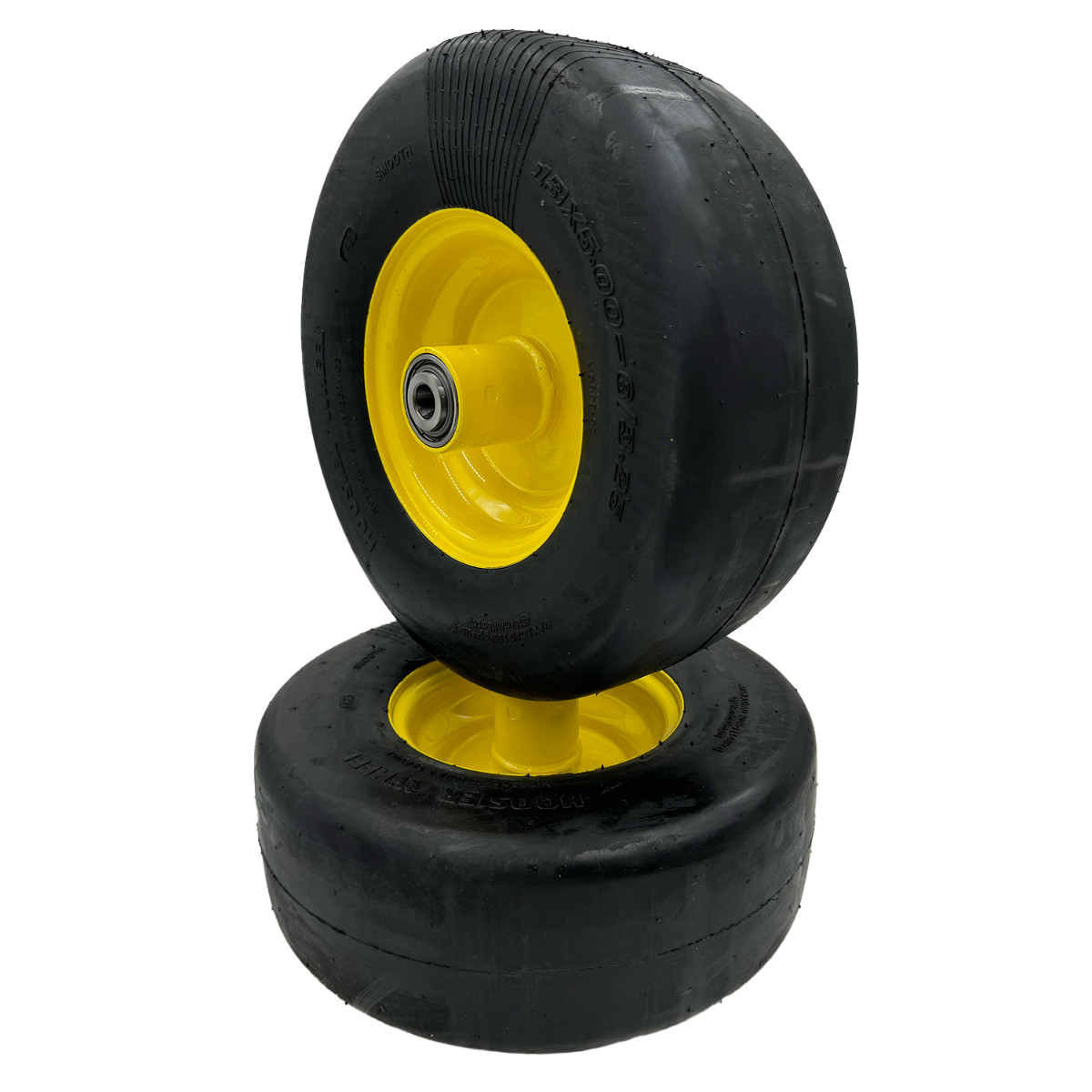 SET of 2 – 13×5.00-6 Flat Free Wheel – 5/8 Inch Axle, 5.75 Inch Symmetrical Hub
