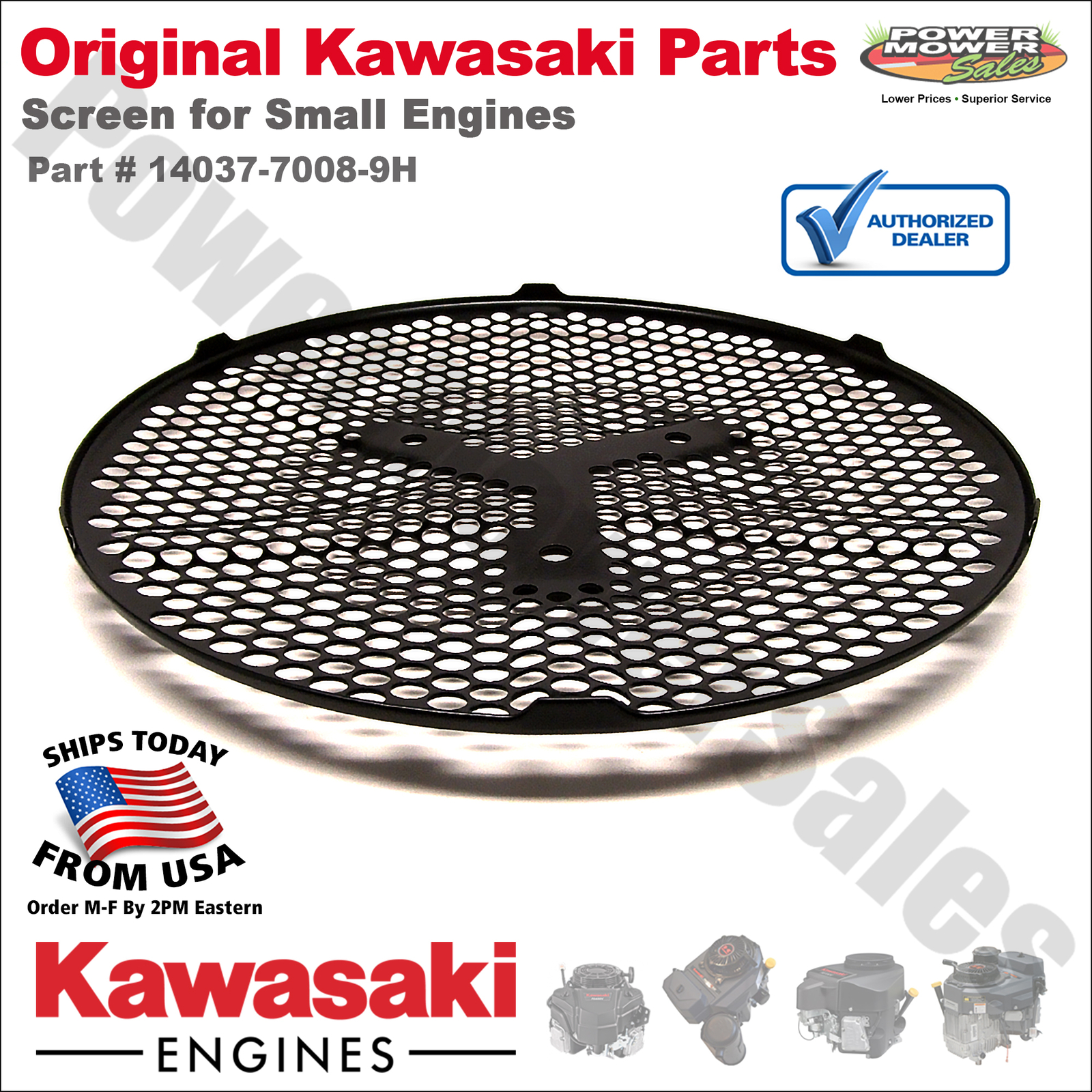 Genuine OEM Kawasaki Screen for Small Engines / FR651V-AS00, 14037-7008-9H