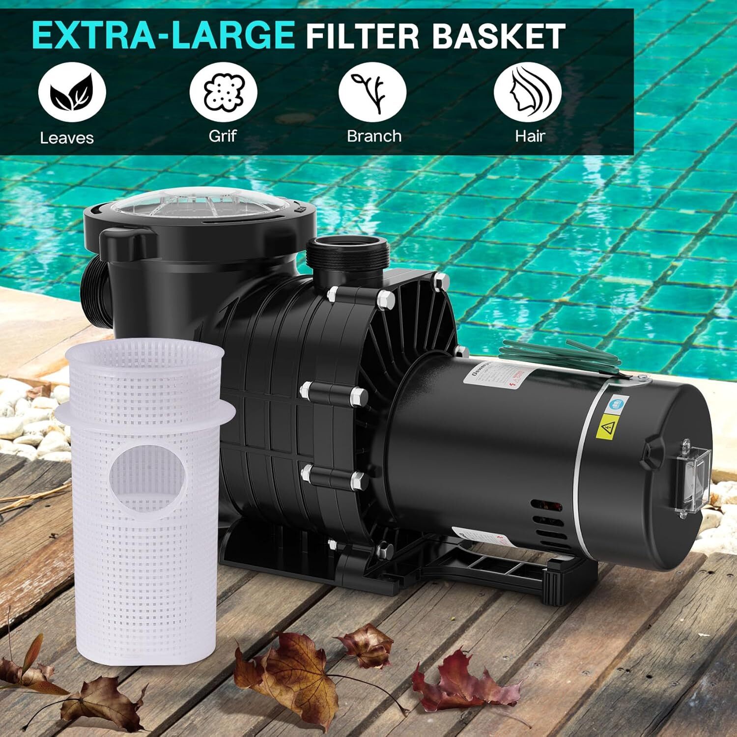 Hayward 2.0HP Swimming Pool Pump In/Above Ground w/ Motor Strainer Filter Basket