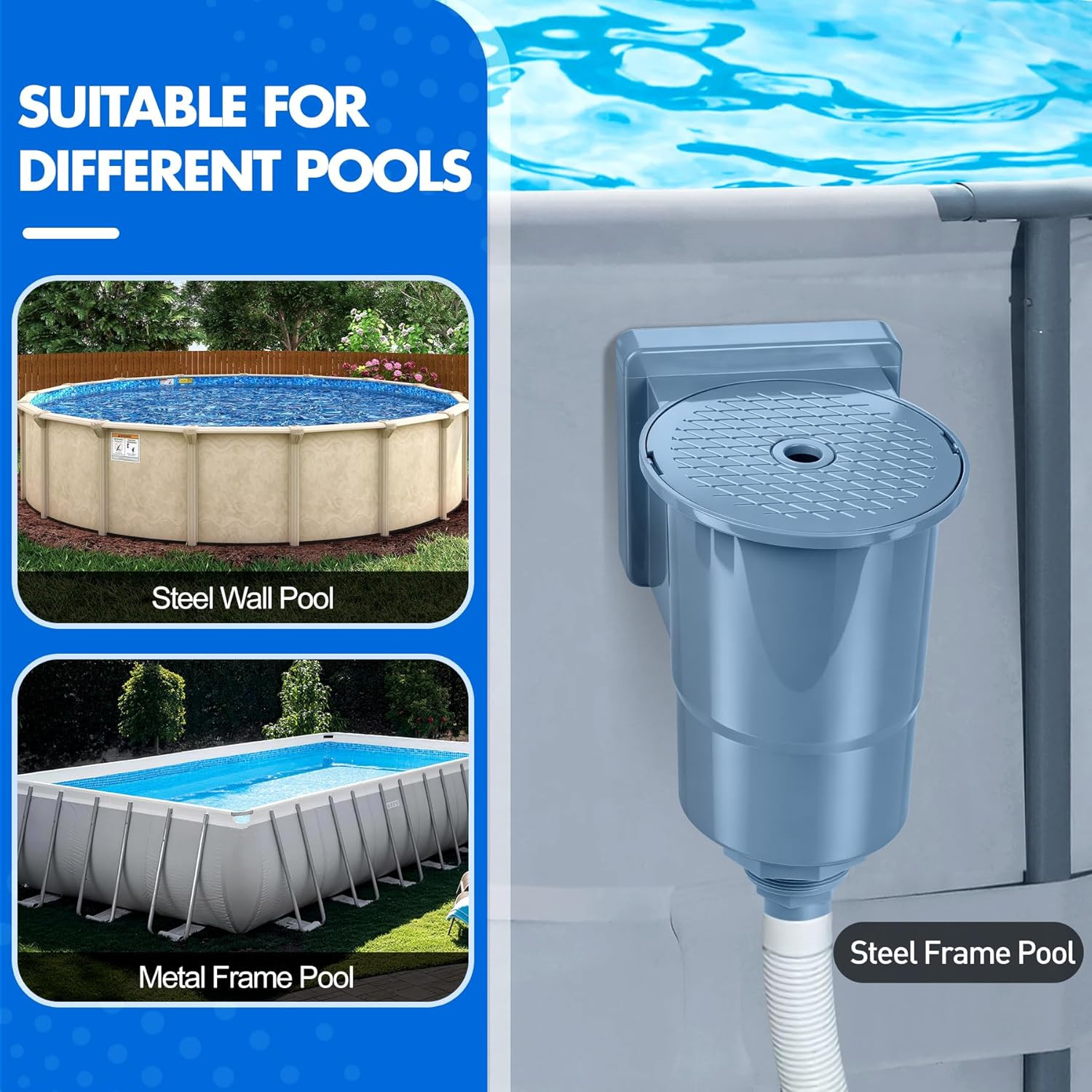 Deeprclean through Wall Skimmer for above Ground Pool, Heavy Duty Wall Mount Poo