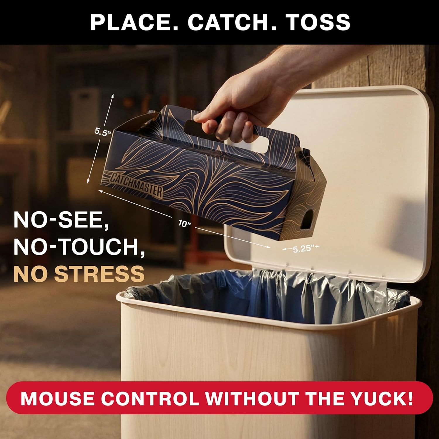 Catchmaster Catch & Toss: No-Touch Disposable Mouse Glue Traps Indoor – 2 Pack