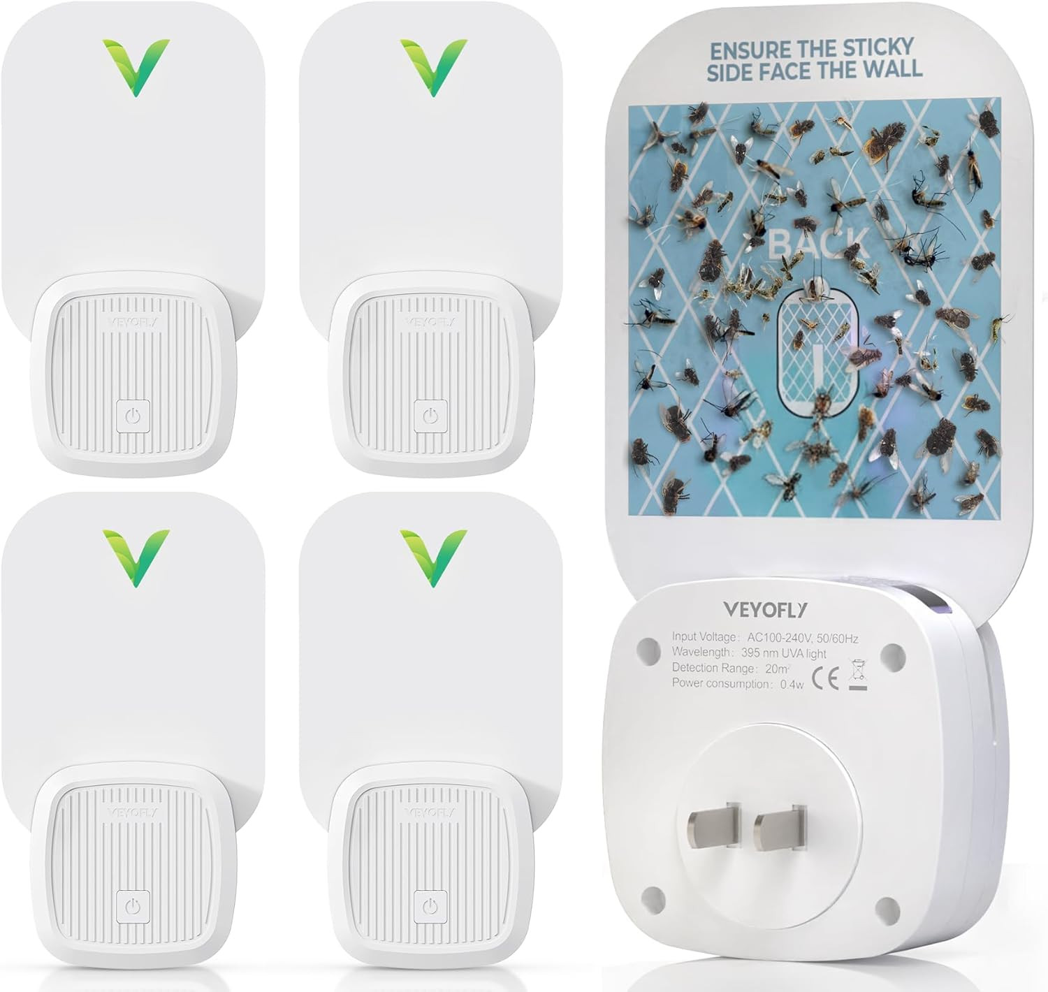 Fly Catcher Indoor, Fly Trap, (4 Device + 6 Refills) Fruit Fly Traps for Indoors