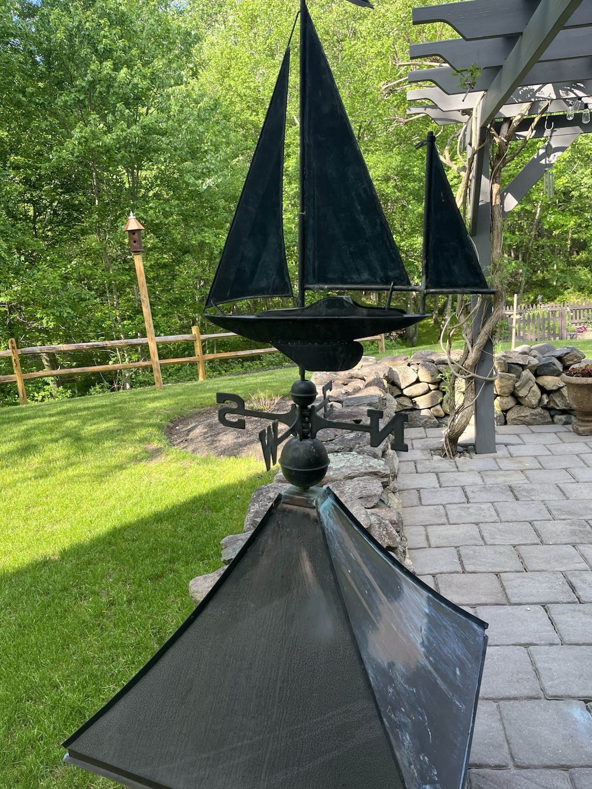 Copper Brass Sailboat Weathervane On Stand Sailboat Decor Complete Set 80”H