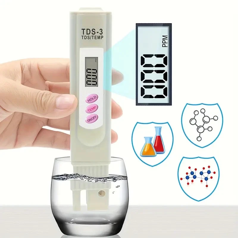 Handheld Water Quality Hardness Purity Digital LCD Meter 0-9990 PPM TDS TDS-3