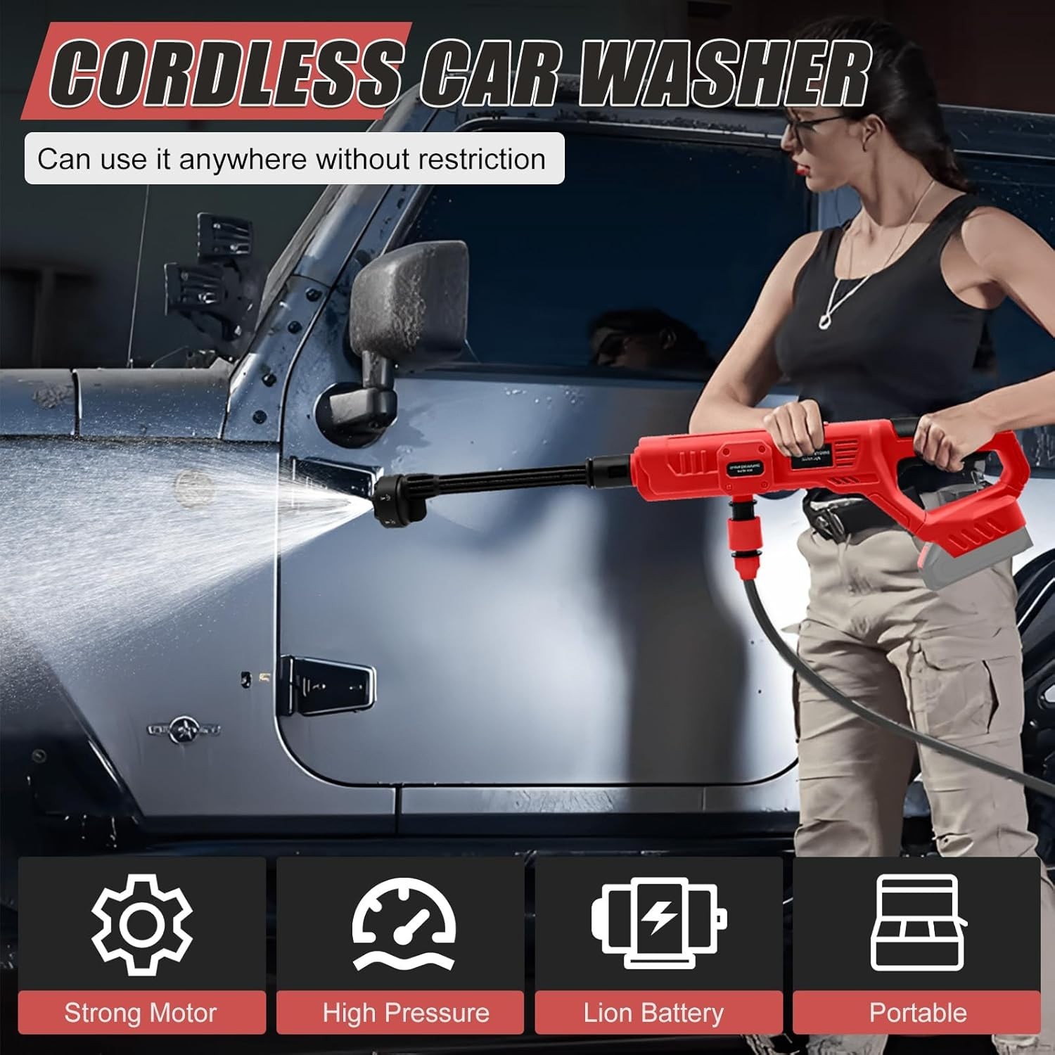 6In1 FOR Milwaukee 18V Battery Cordless Car Washer High Pressure Water Spray Gun