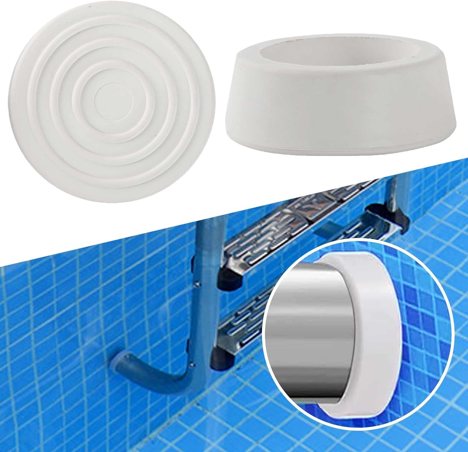 Pool Ladder Bumpers for 1.9″ Inground Pool Rubber Steps Inside Plug Caps