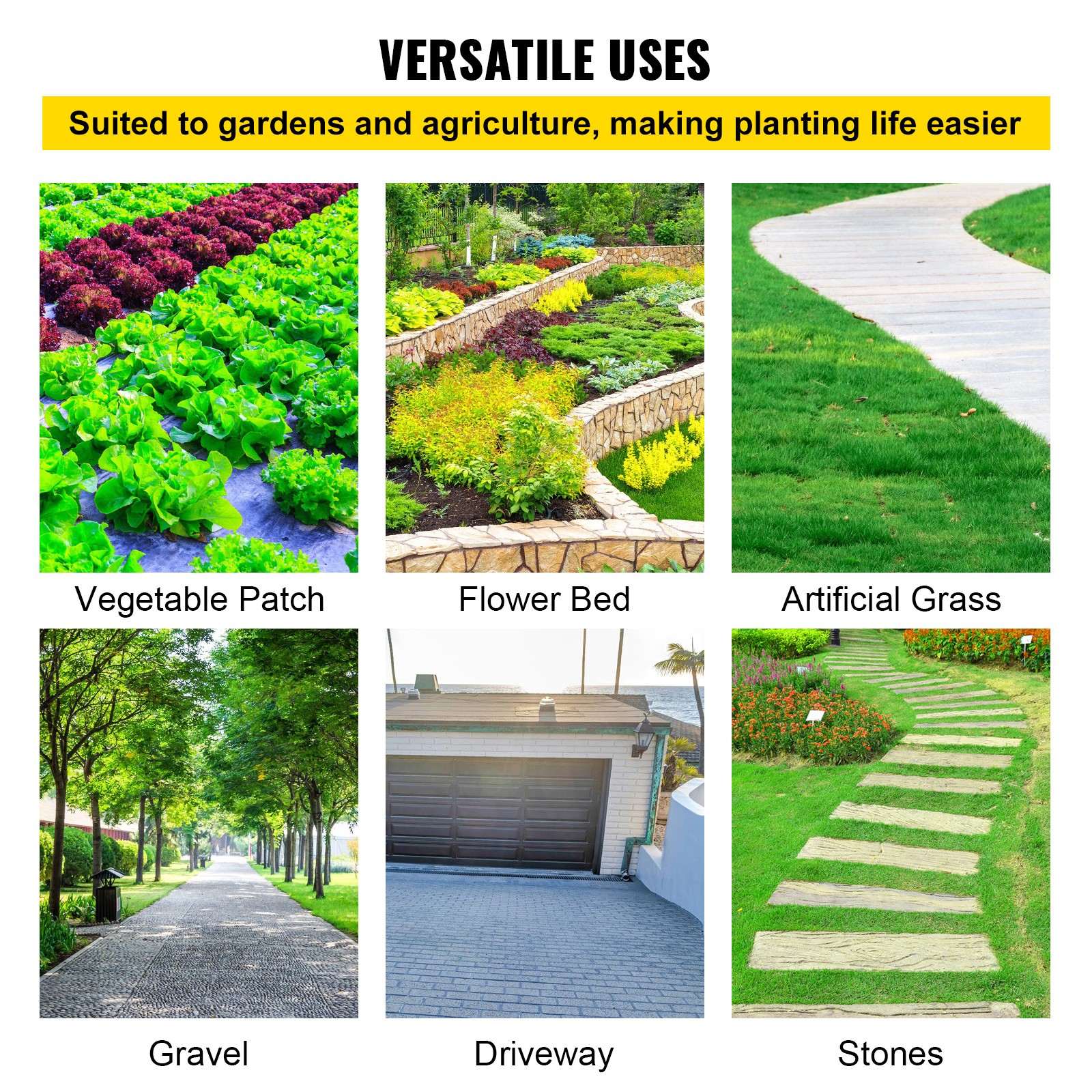 VEVOR 5’x 250′ Weed Barrier Landscape Fabric Ground Cover 5oz PP Dual Layer