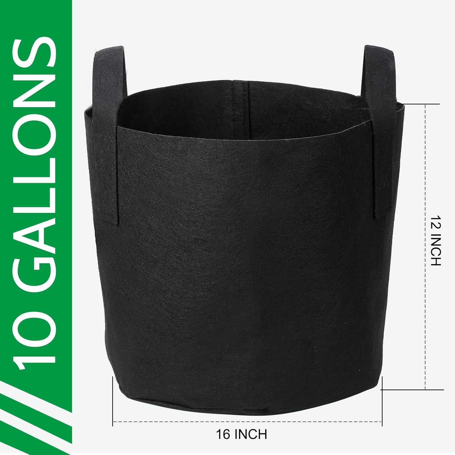 JERIA 12-Pack 10 Gallon Grow Bags, 300G Thickened Nonwoven Garden Pots,Heavy Dut