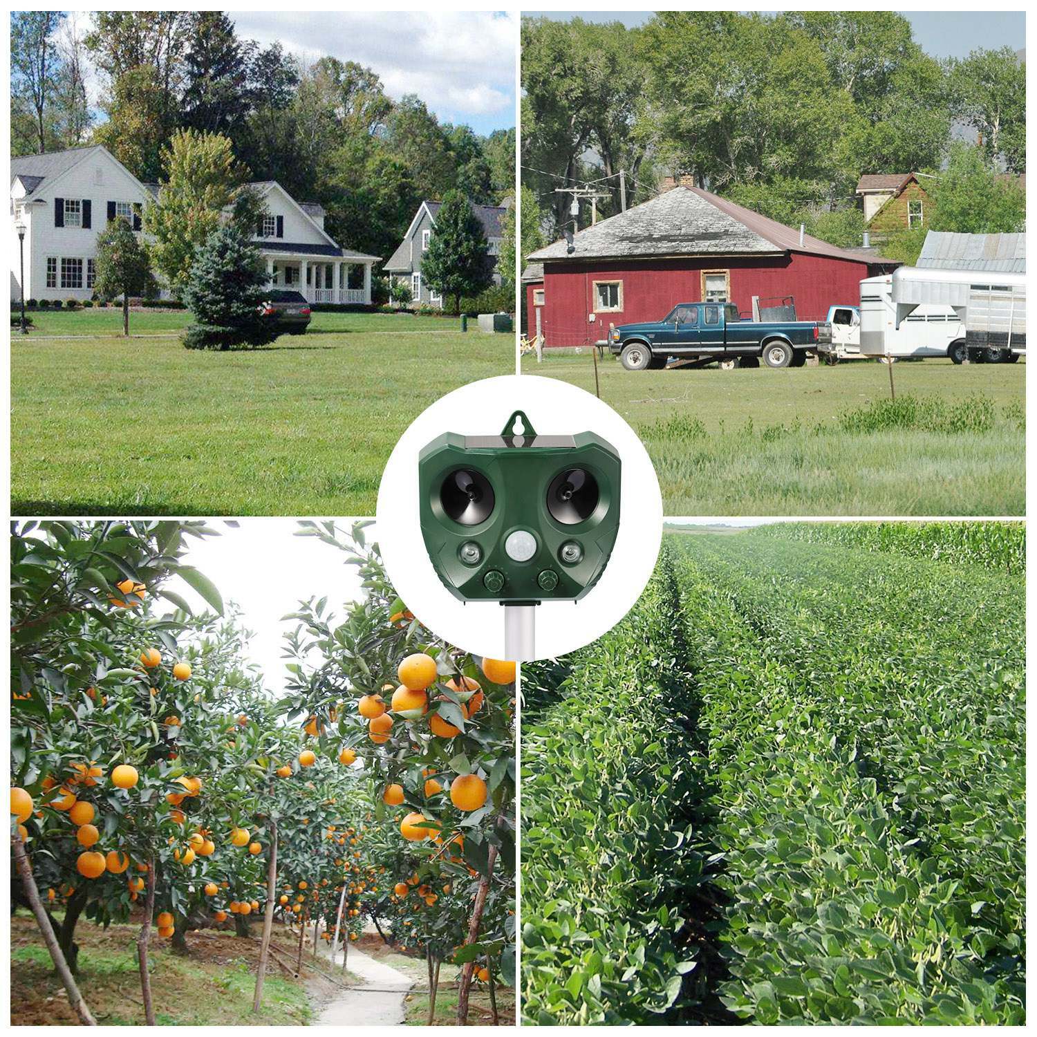 Solar Ultrasonic Pest Animal Repeller Cat Rodent Rat Squirrel Raccoon Control US