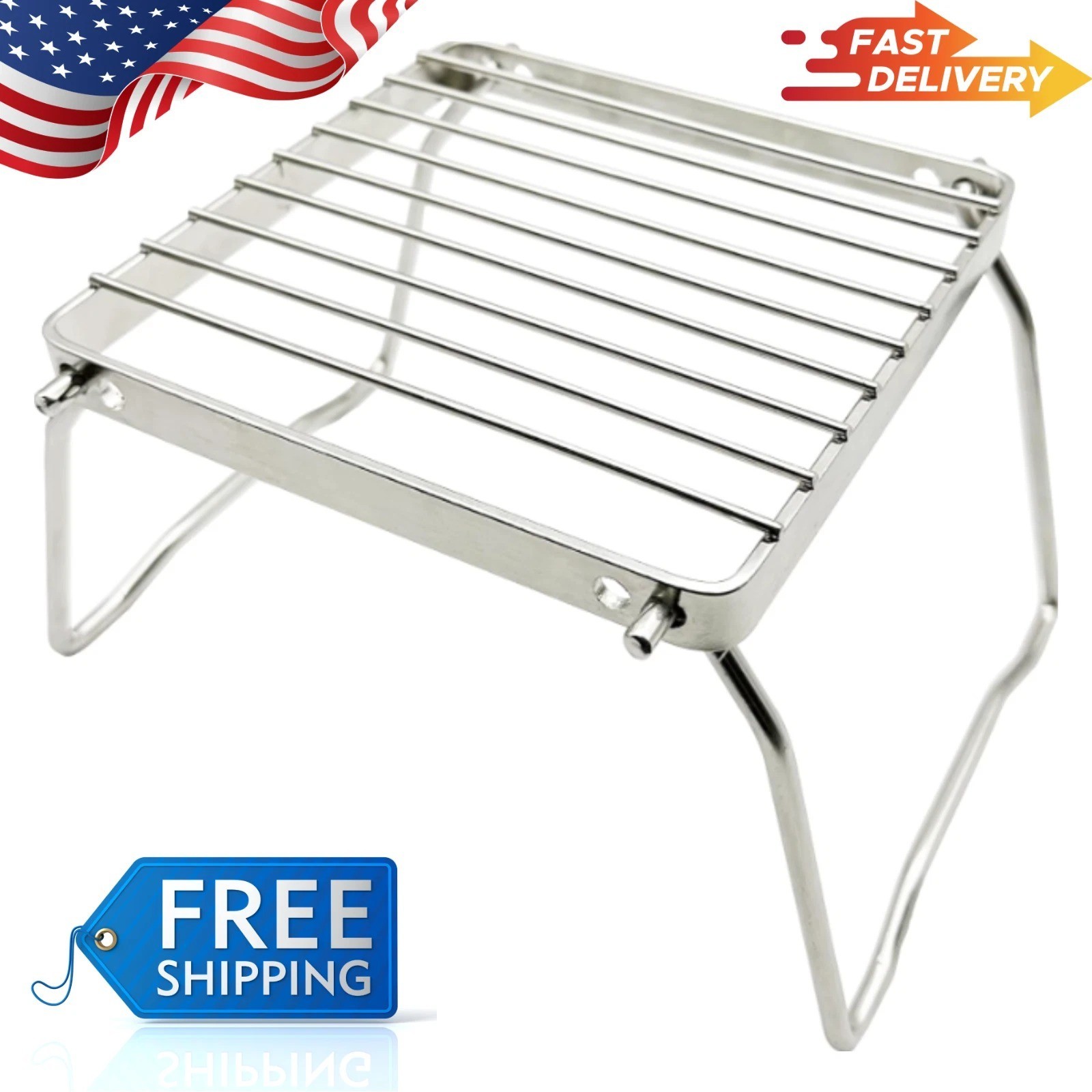 Mini Camping Grill Foldable 304 Stainless Steel Portable BBQ Rack Stove Stand…