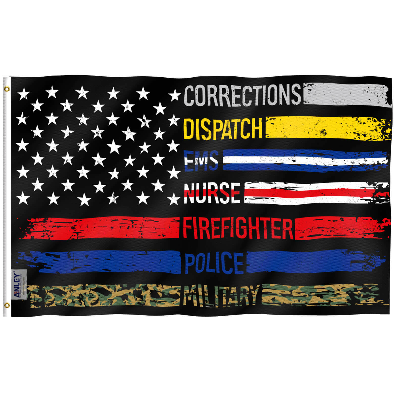 Anley Fly Breeze 3×5 Multi Line American Flag – Supporting Our First Responders
