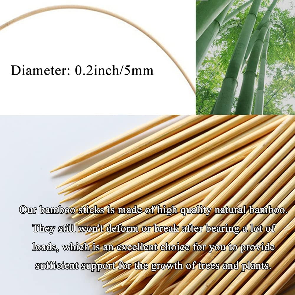 12Inches 25Pcs Natural Carbonized Bamboo Plant Stake Wood Garden Stake Bamboo Ro