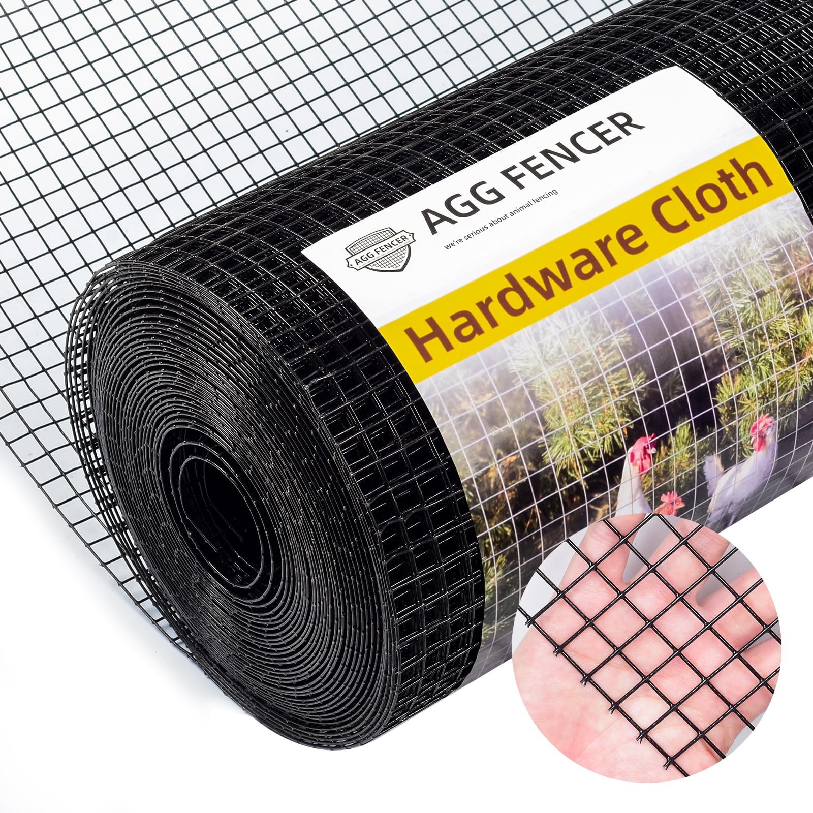 16In X 10Ft Black Hardware Cloth 1/2 Inch 19Ga PVC Coated Wire Mesh Vinyl Coated