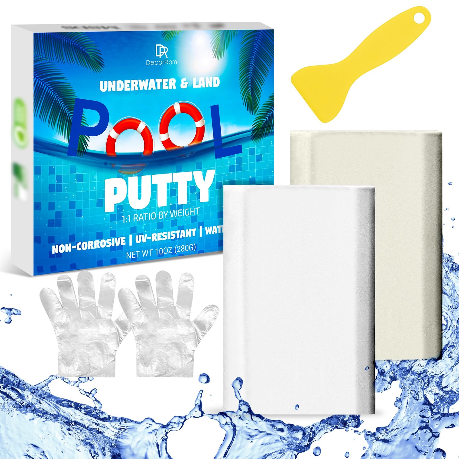 Pool Putty – 10oz 2 Part Epoxy Repair Kit Leak Sealer 10 oz, White