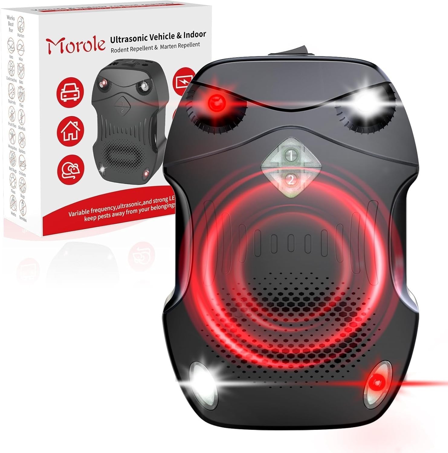 2 Pack Rodent Repellent for Car Engines, Ultrasonic Rodent Repeller for Car 12v