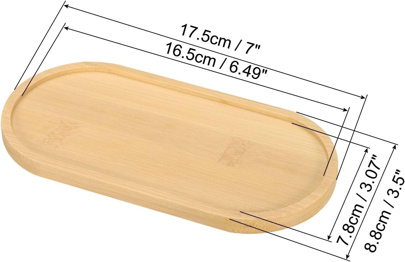 Elegant 7×3.5 Inch Bamboo Wood Saucer – Non-Slip Rectangular Plant Tray