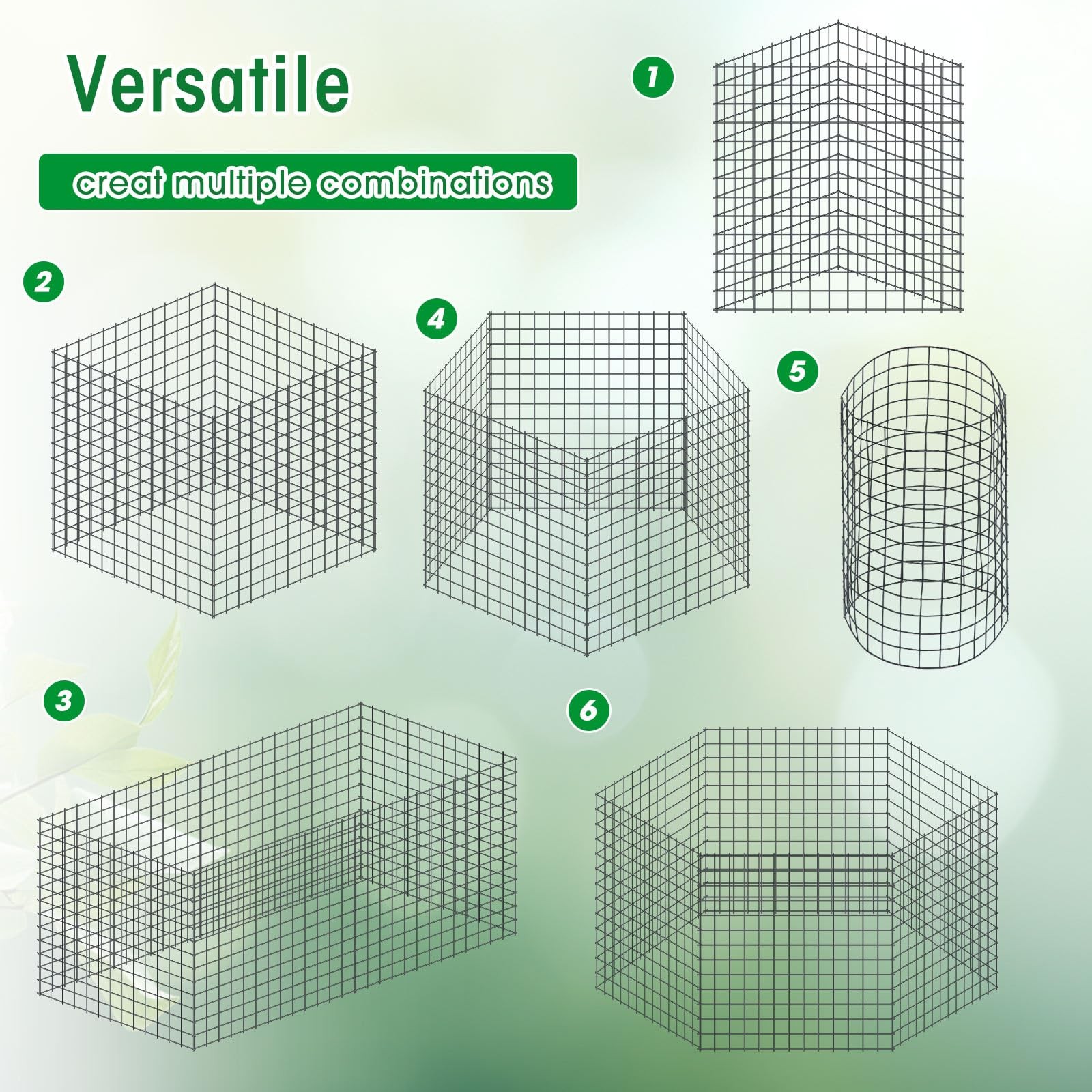 Zubebe 10 Pack Wire Plant Protectors Square Mesh Cage for Shrubs Dark Green