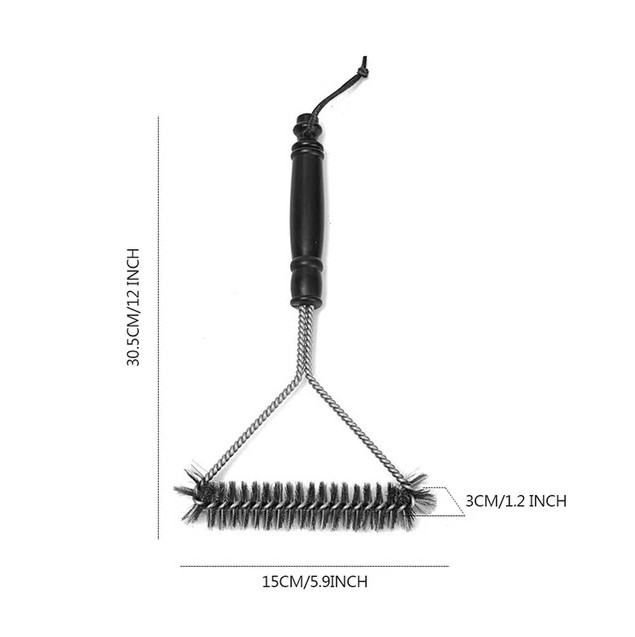 1 pc BBQ Grill Brush & Scraper Stainless Steel Barbecue Cleaning Tool NEW