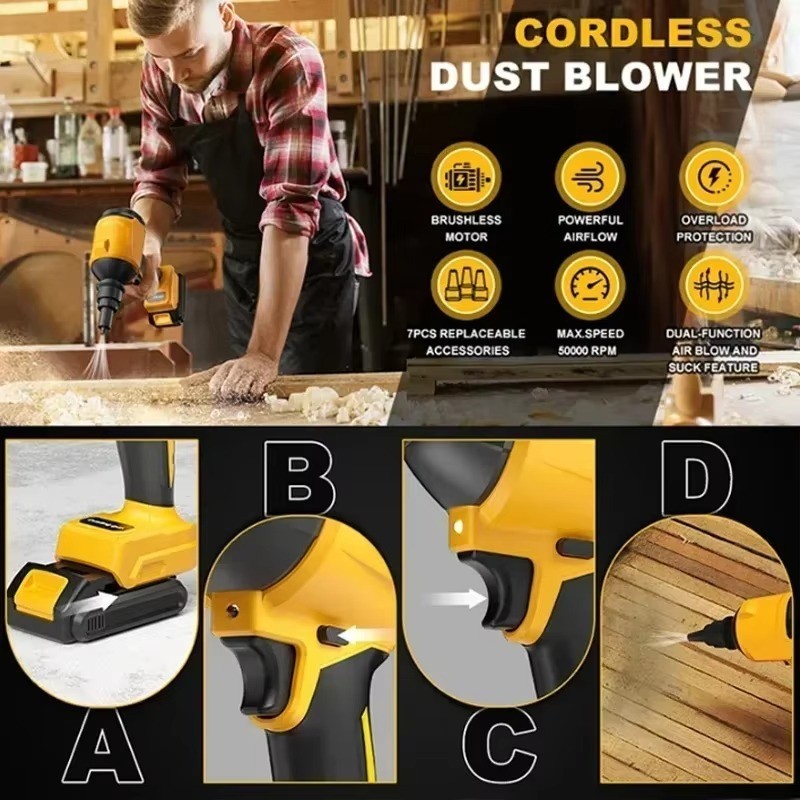 Dewalt 20V Cordless Air Blower Brushless Dust Removal Gun With Nozzle