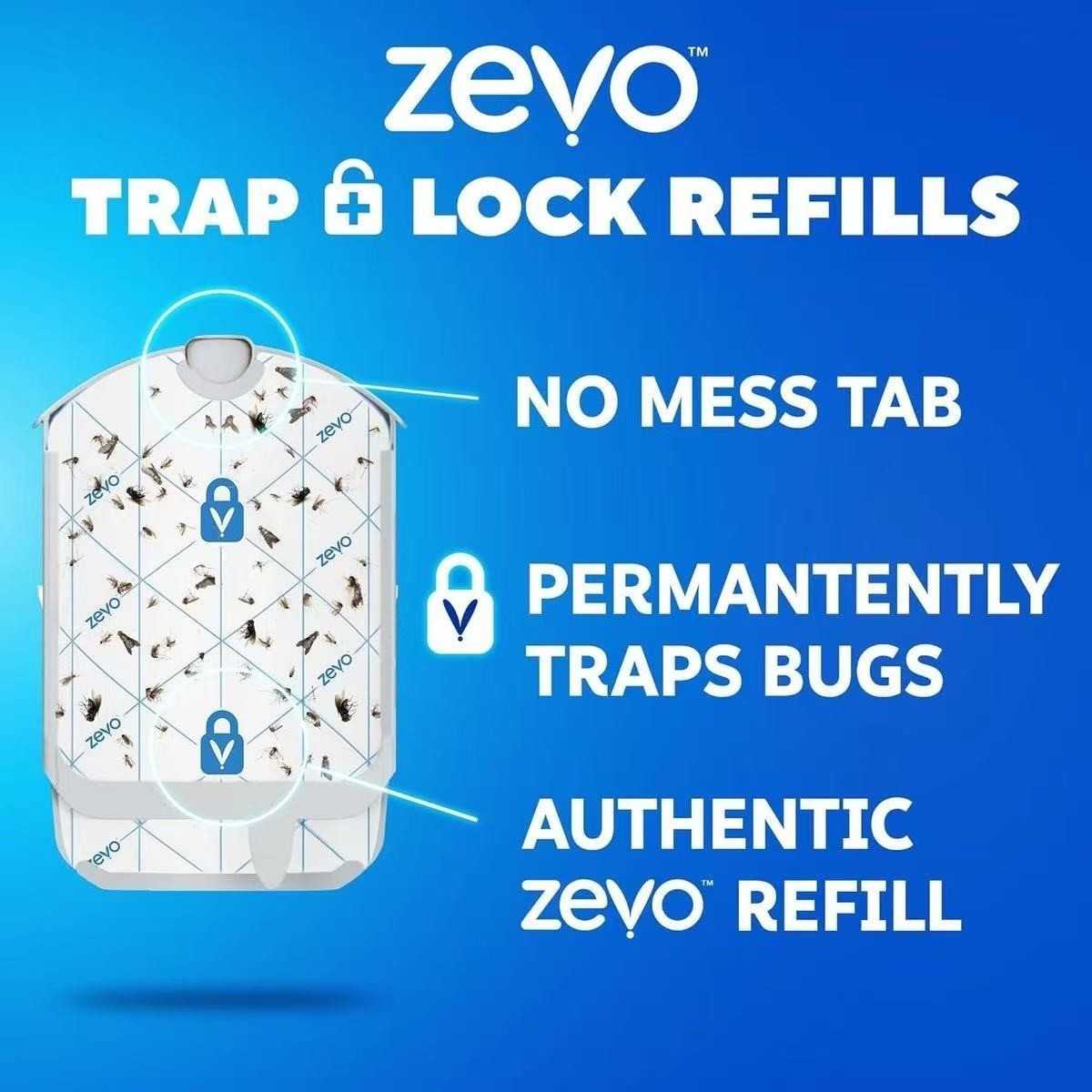 1Pack Zevo Flying Insect Trap Refill Catch Gnats House & Fruit Flies Easy to Use
