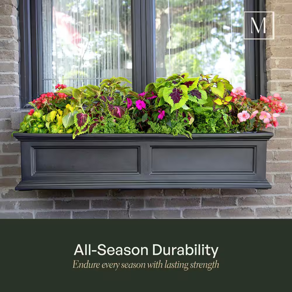 Fairfield Self-Watering Window Box 36x11in White Polyethylene Planter