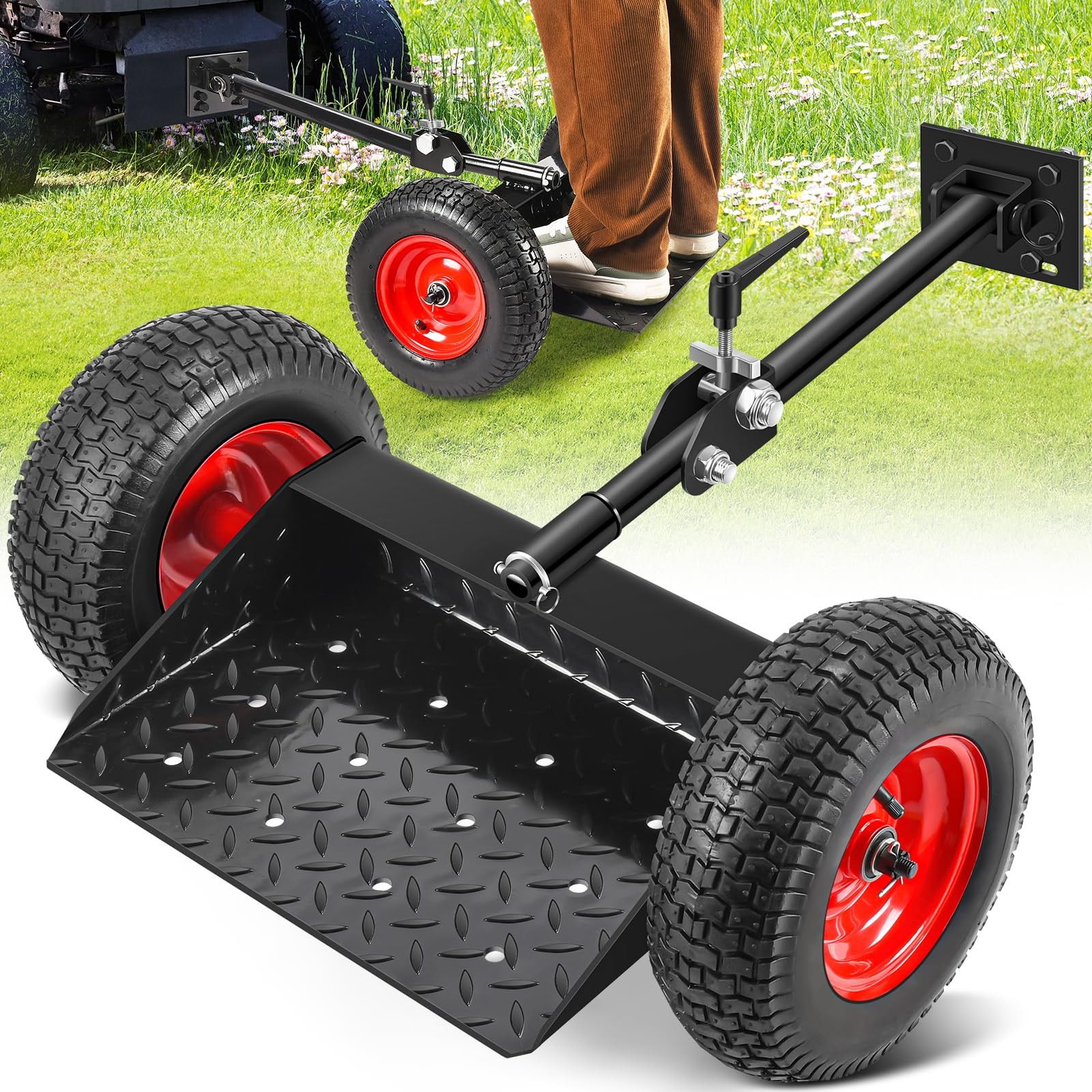 GADFISH Lawn Mower Wheels Sulky, Walk Behind MowerSulky, Lawn Trailer with 13…