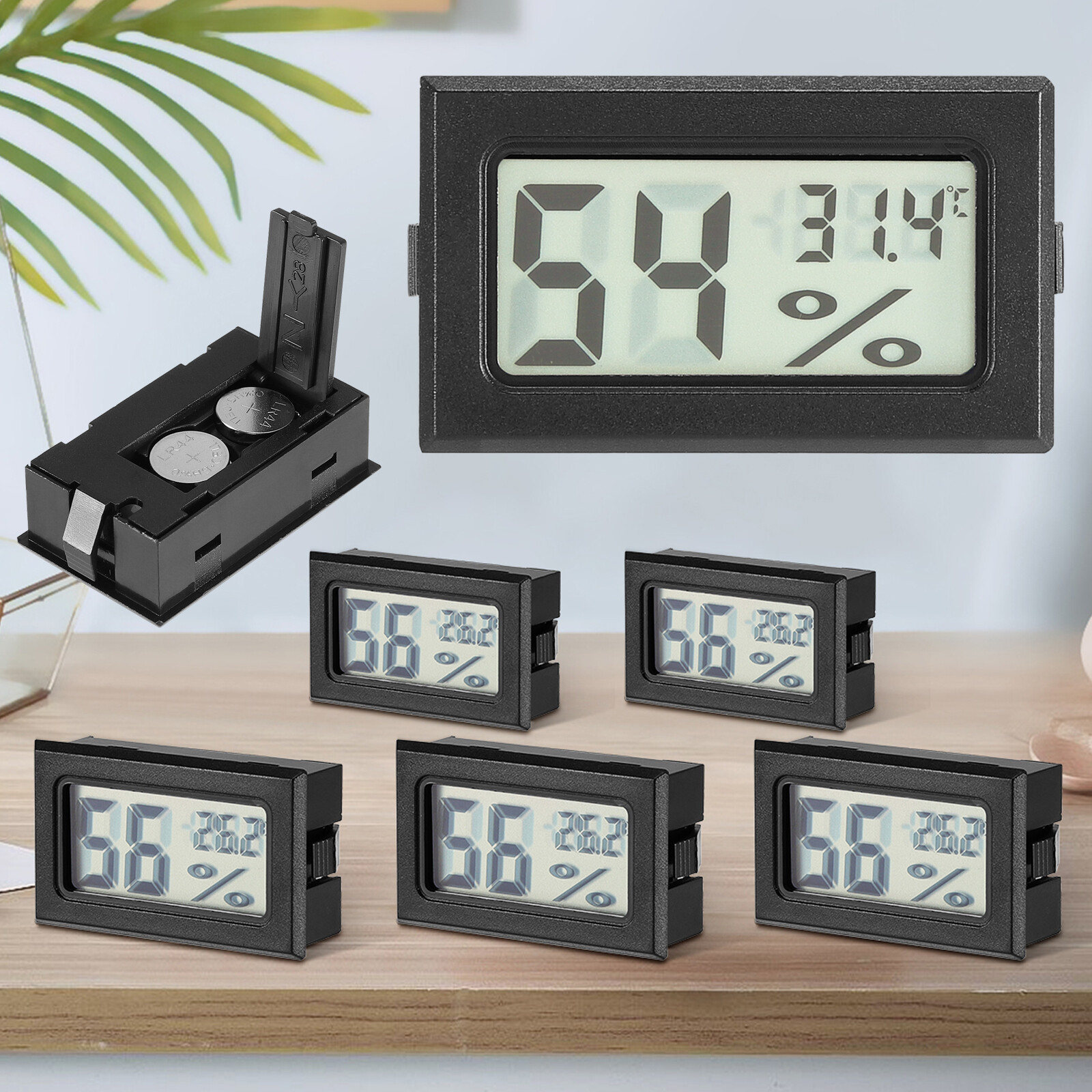 5PCS LCD Digital Mini Precise Electronic Hygrometer Thermometer Black w/Battery