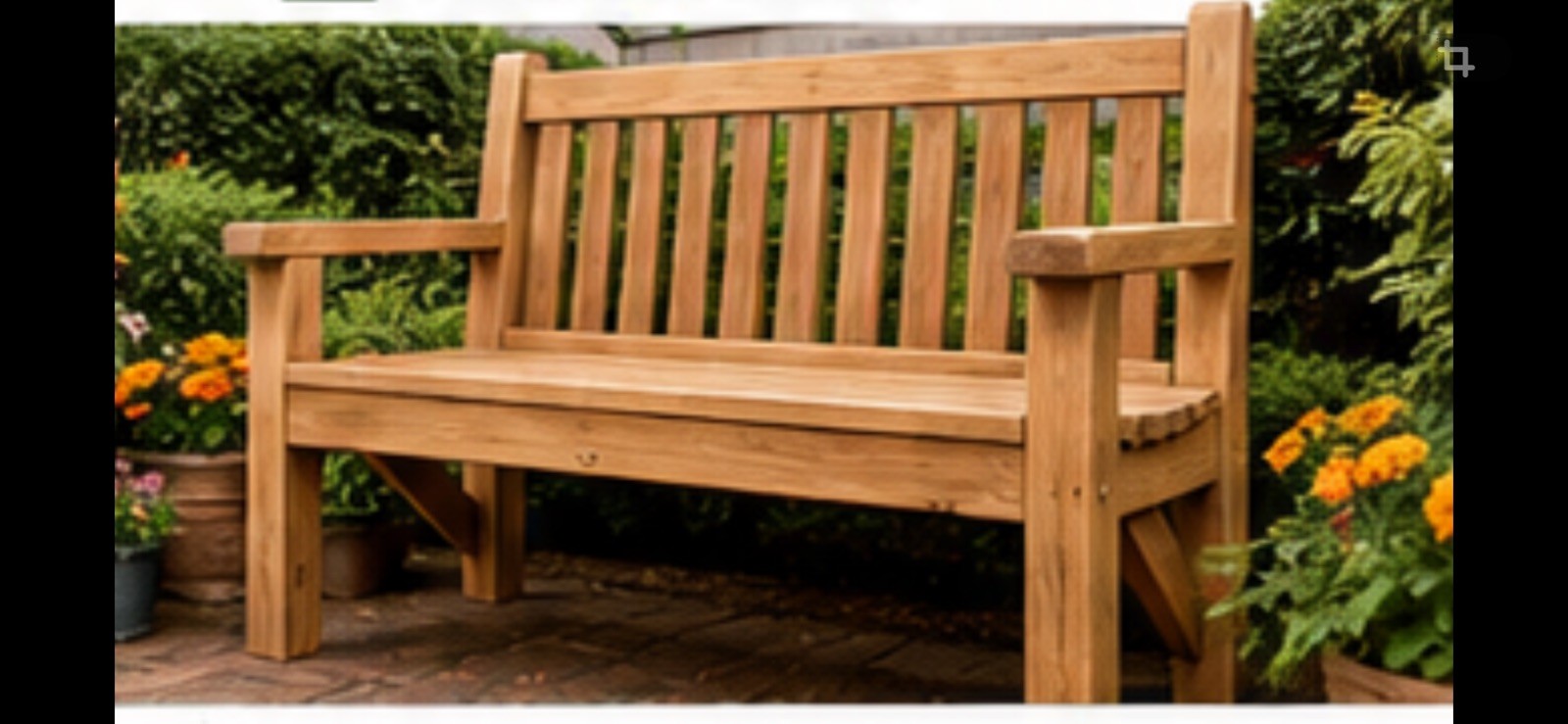 Digital Plans*****Wood Outdoor Garden Bench Brown w/ Arms & Backrest 48x24x36 in